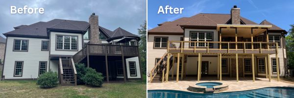 Before and after a deck conversion project